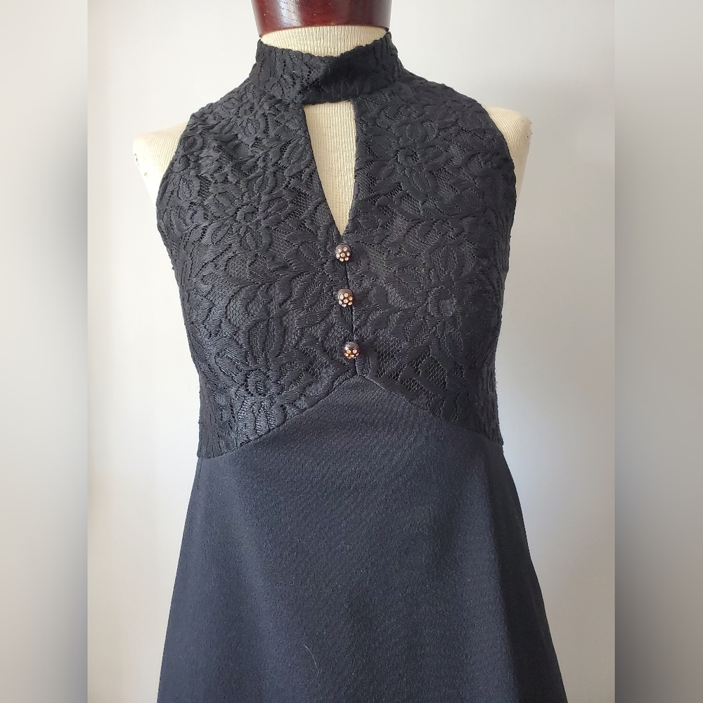 Vintage 70s Career miss by Carla Jane maxi tuxedo style dress. Size 2 - Picture 3 of 12